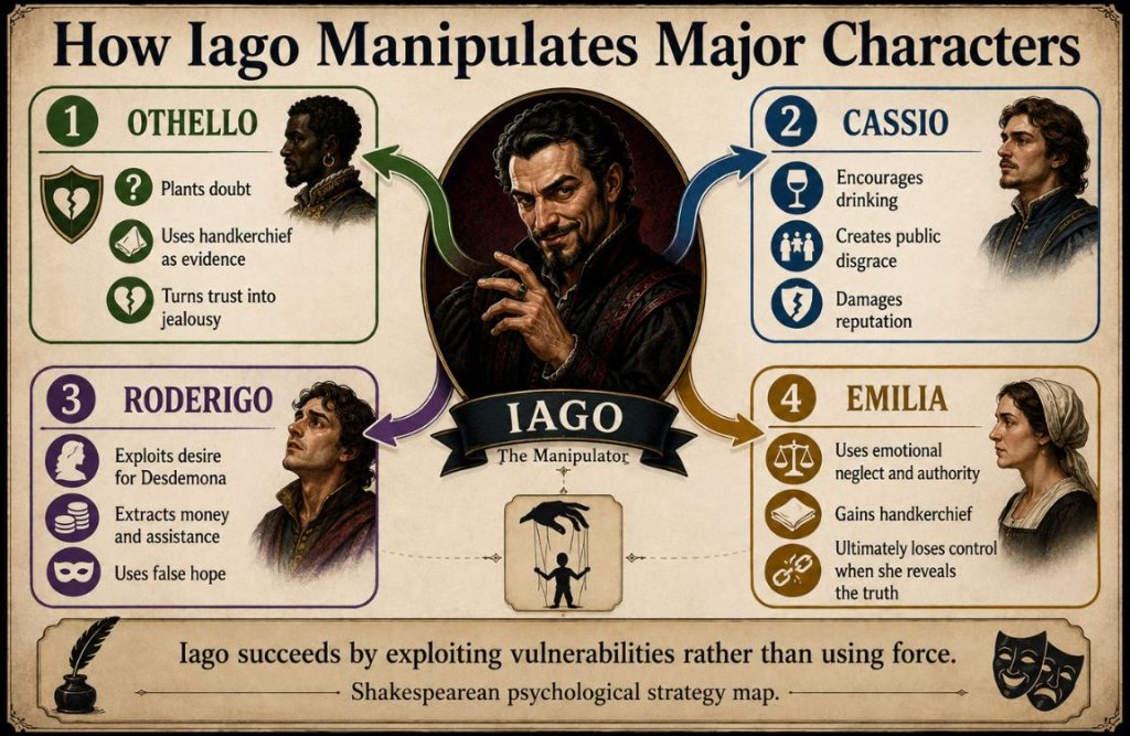 How Iago manipulates major characters