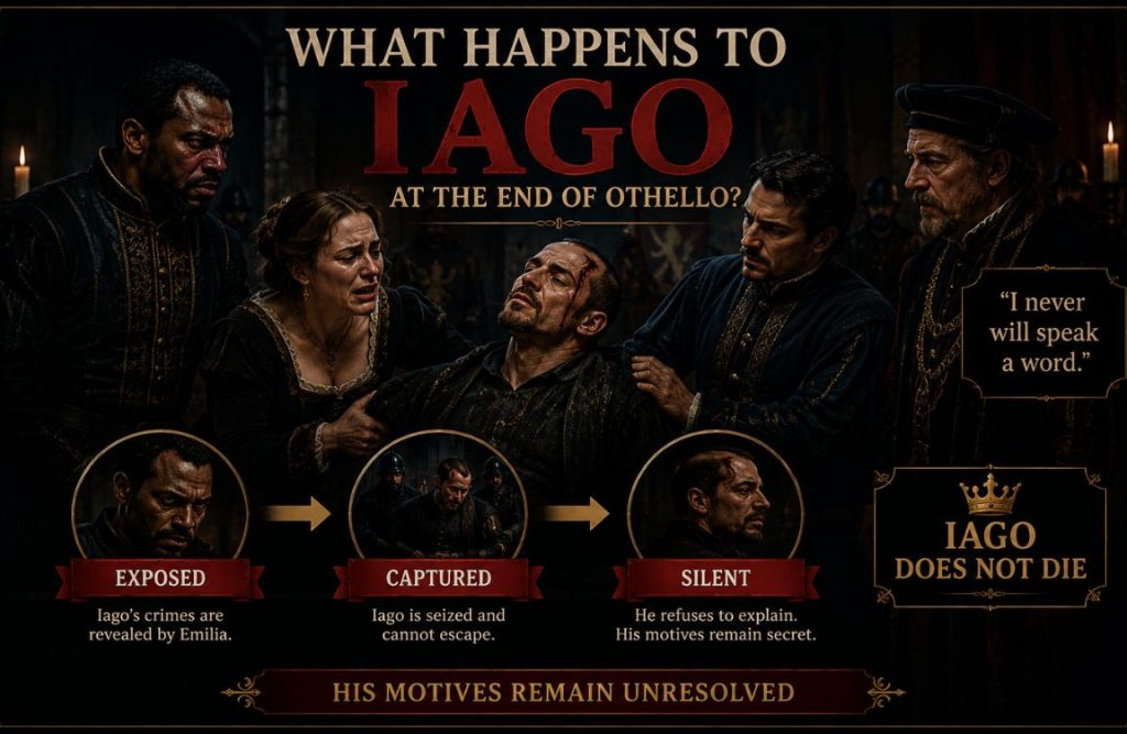 What happens to Iago at the end of Othello