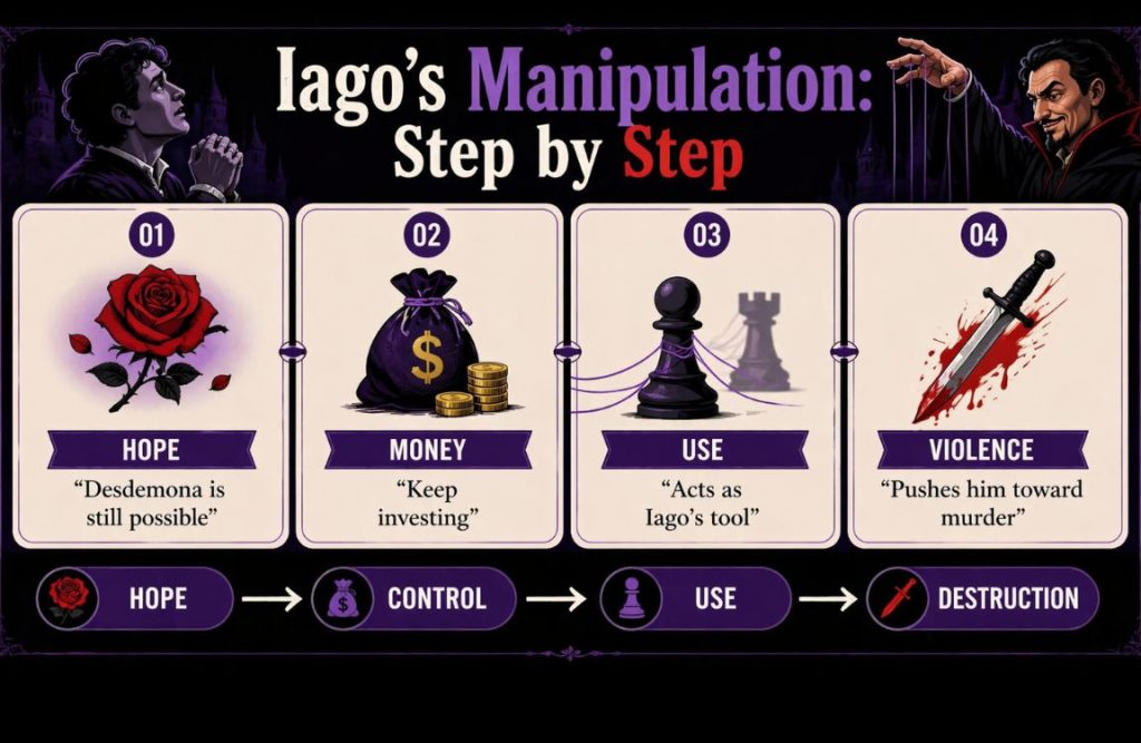 How Does Iago Manipulate Roderigo Step by Step