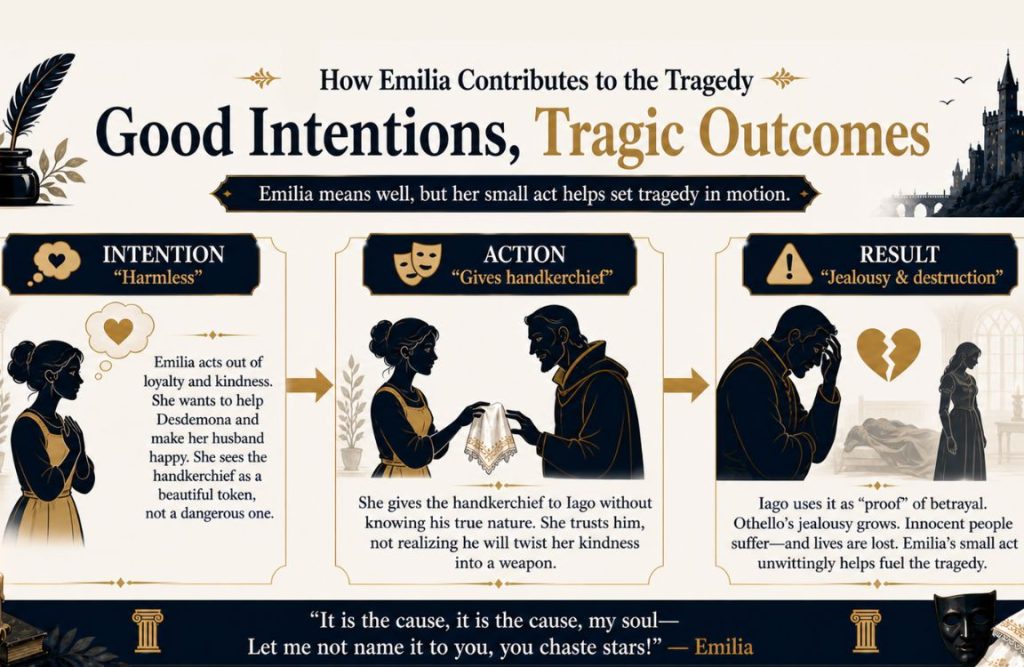 How Emilia contributes to the tragedy of Othello